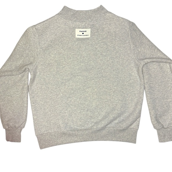 Parke x Stoney Clover Lane Sweatshirt Pink Gingham Grey Mock Neck Charleston S/M - Picture 5 of 8